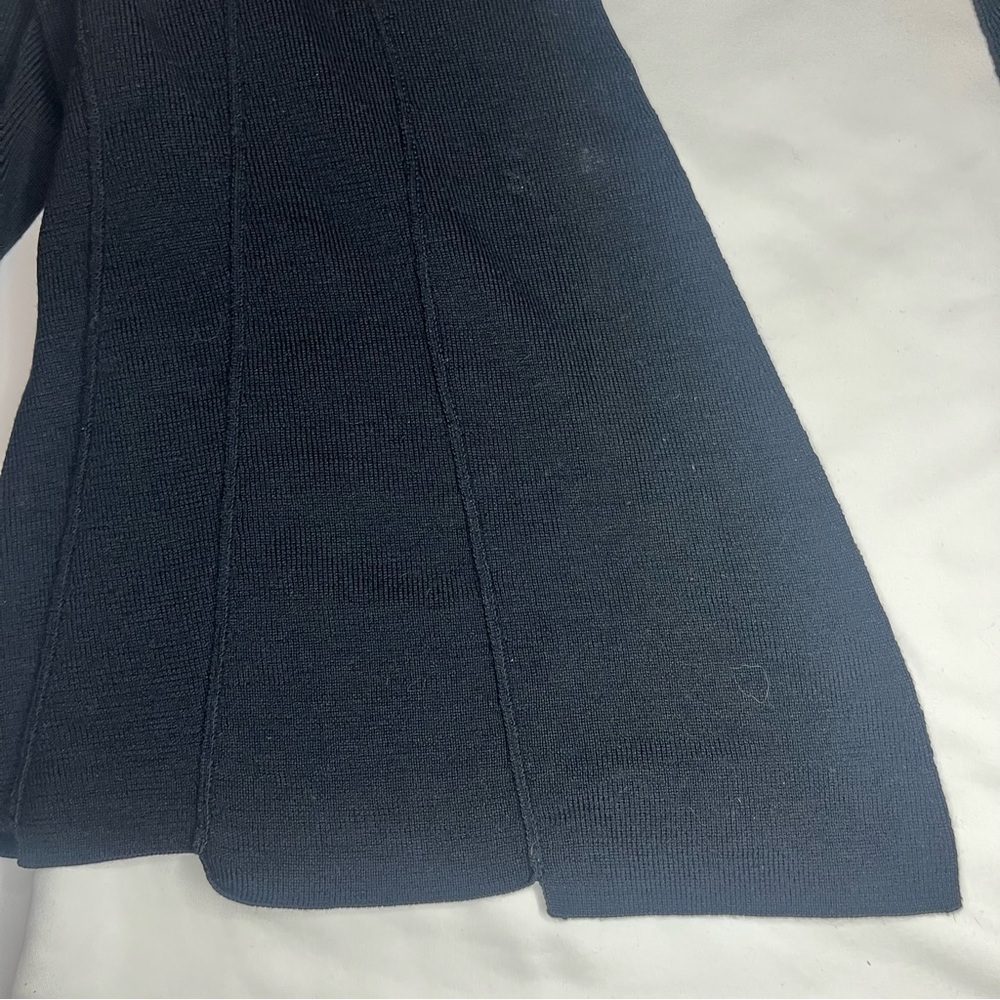 Eileen Fisher Merino Wool Step Panel Open Front Cardigan Sweater Petite S Black - Picture 8 of 8